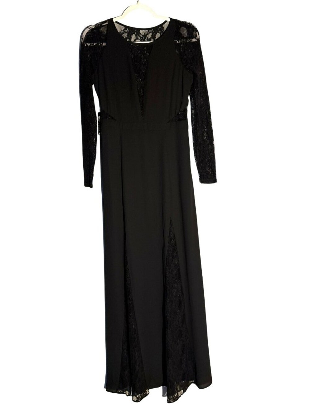 NWT Express Black Long-Sleeve Lace Maxi Dress Size 4